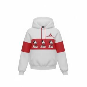 Disney White and Red Mickey Crewneck Hoodie